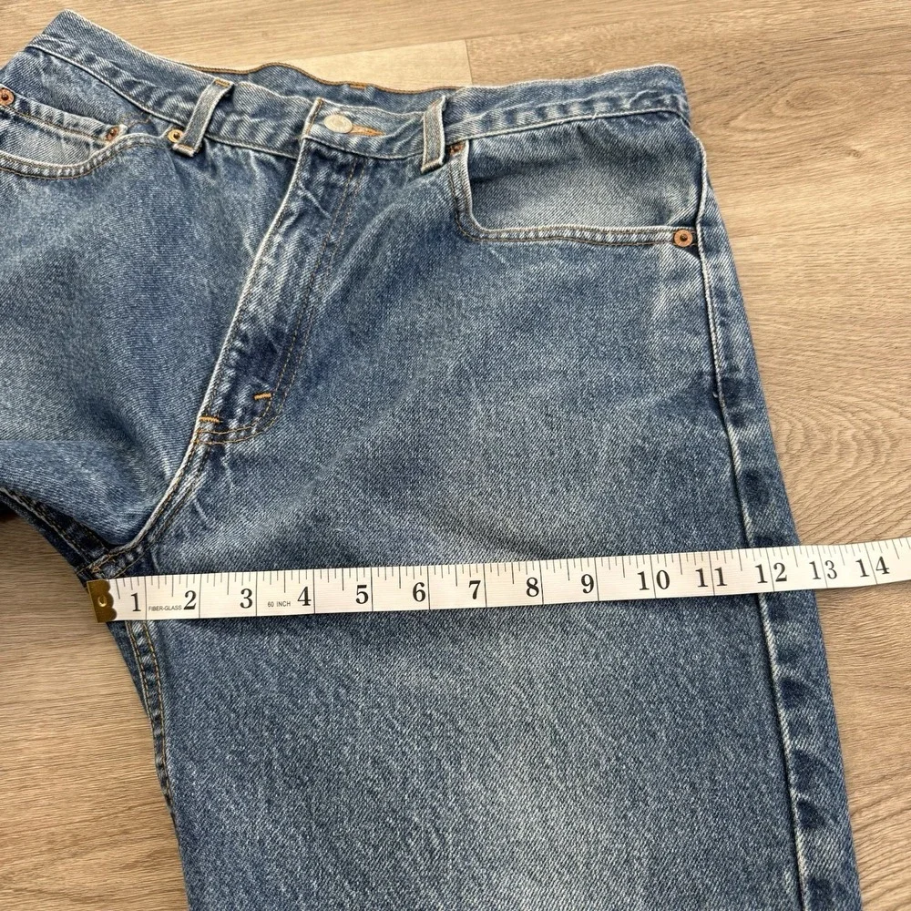 Vintage Y2K Levis 505 Distressed Cutoff Raw Hem Jeans Tag 34x30 Fits 32x26 Blue